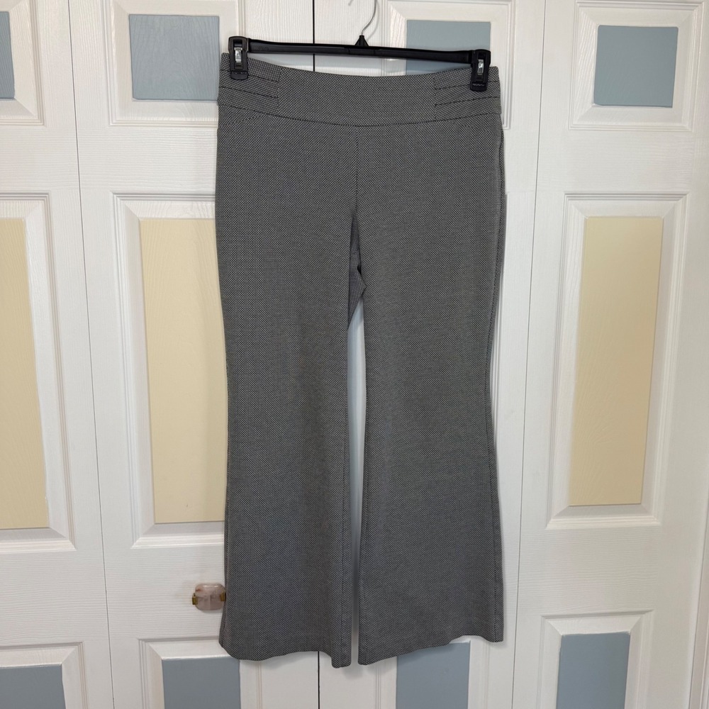 New York & Company Womens Black White Stretch Flare Leg Dress Pants Large 34x30